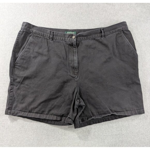 Lauren Ralph Lauren Shorts Womens Size 20 black Chino Flat Front 100% Cotton - Picture 1 of 12
